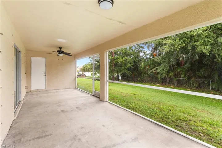 View of patio with ceiling fan