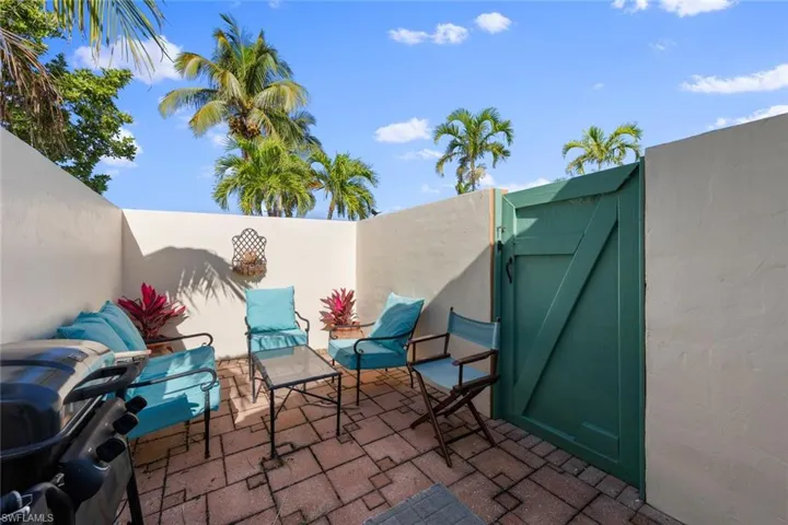 View of patio with area for grilling