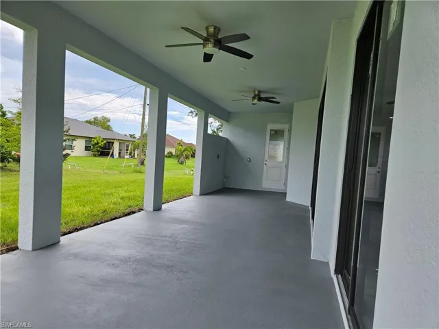 View of patio / terrace with ceiling fan