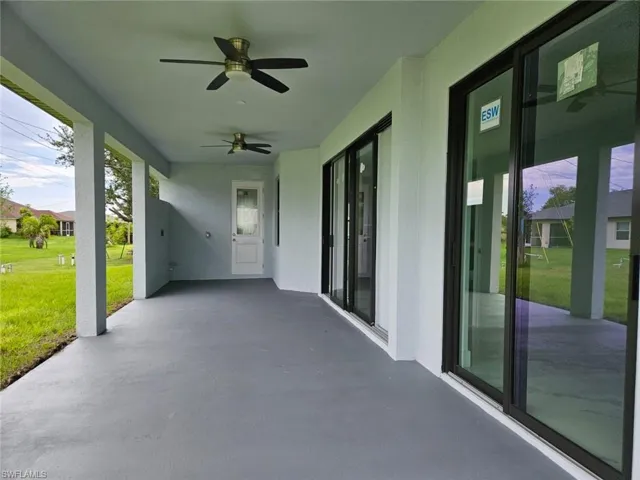 View of patio / terrace featuring ceiling fan