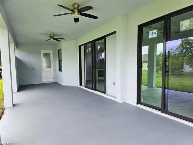View of patio / terrace featuring ceiling fan