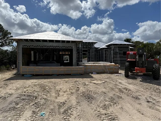 Under construction photos showing steel frame construction