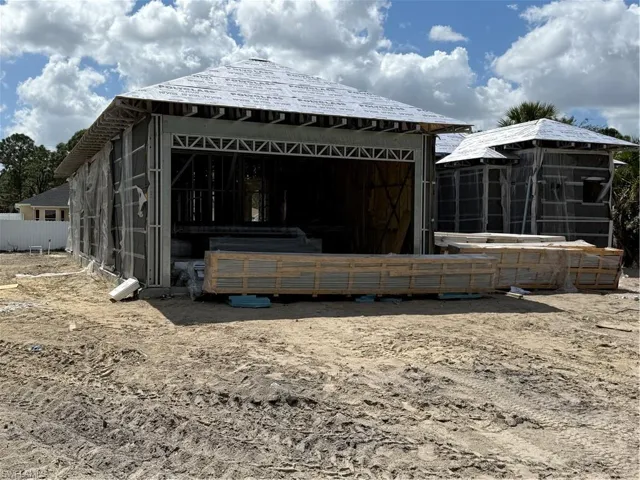 Under construction photos showing steel frame construction