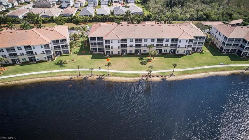 Drone / aerial view of a nearby body of water