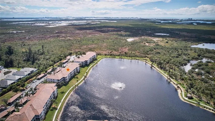 Bird's eye view of a large body of water