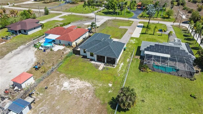 Aerial perspective of suburban area