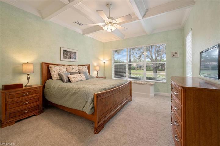Primary Bed, Coffered Ceilings, Custom Window Seat Storage