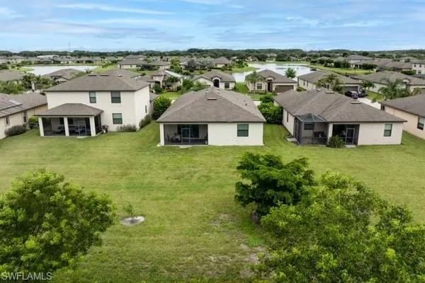 Aerial perspective of suburban area