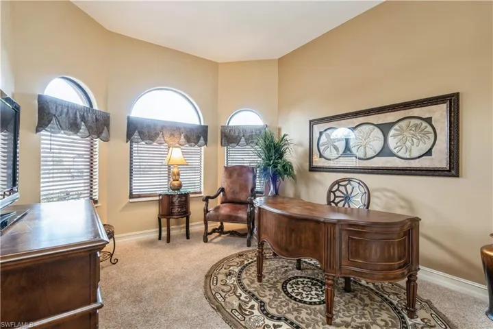 Office area with light carpet