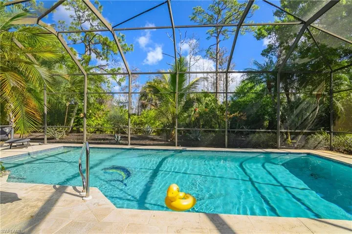 Outdoor pool with a lanai and a patio area and a very private view of the preserve