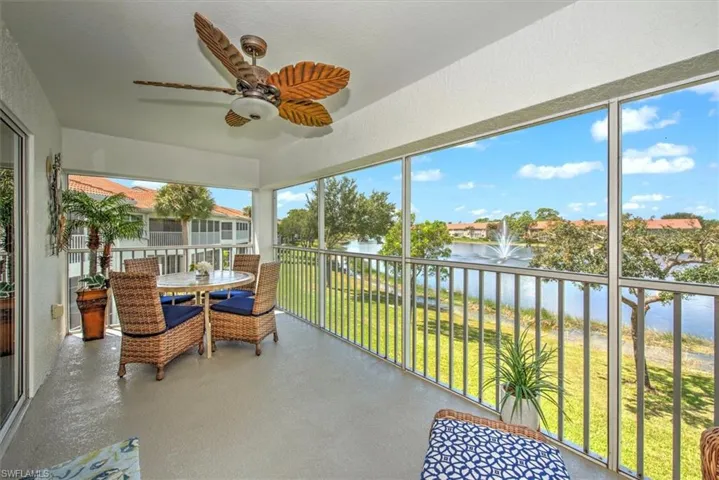 Spacious Second Floor Lanai w/ Ceiling Fan & Water View