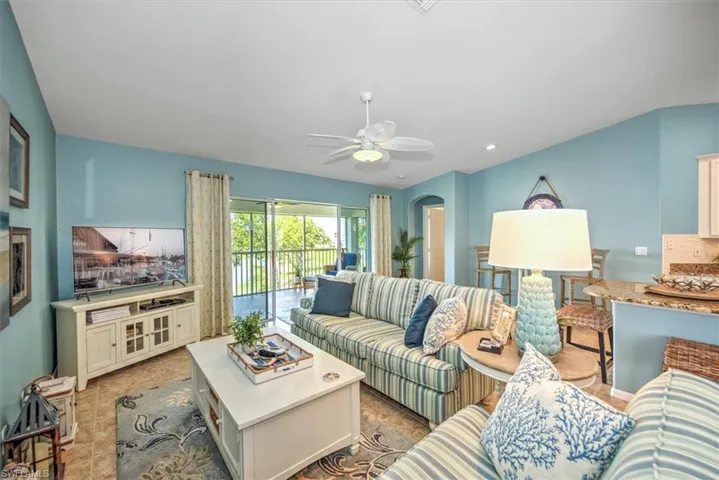 Living room with ceiling fan
