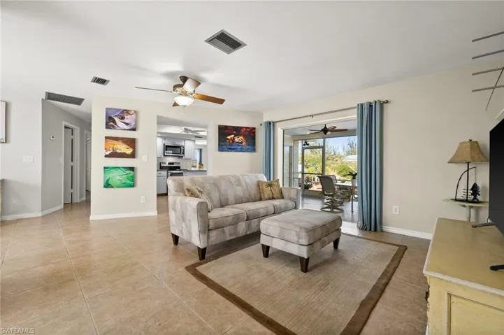 View of tiled living room