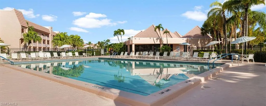 Community pool with new furniture