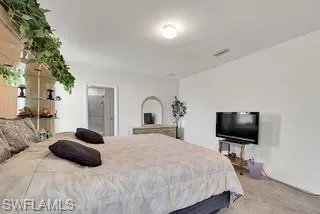 Bedroom with carpet flooring