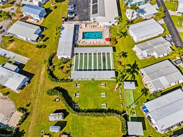Drone / aerial view of a pool
