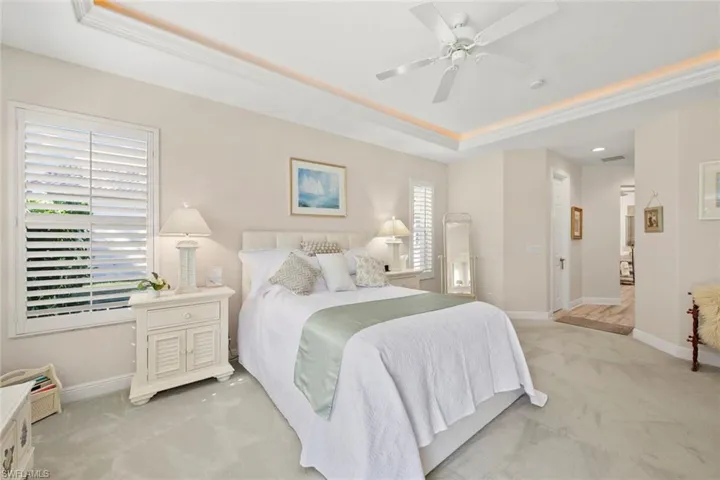 Master bedroom, hall leads to closets and en-suite bath