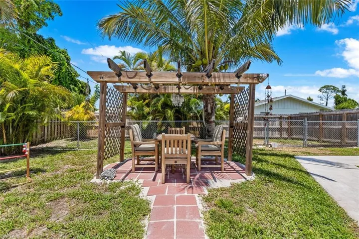 View of patio with a pergola