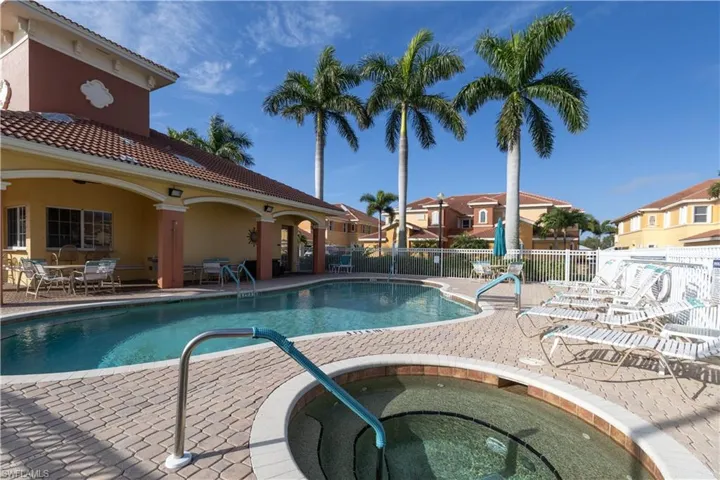 View of pool featuring a patio area and a hot tub