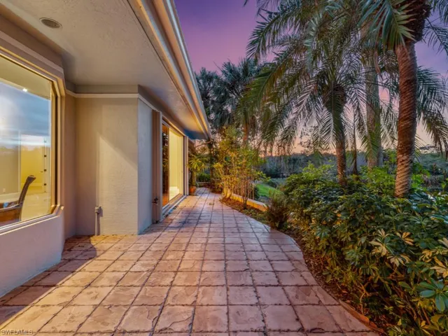 View of patio terrace at dusk