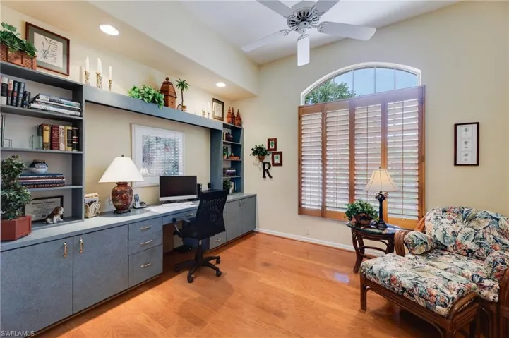 Den/office with hardwood floors