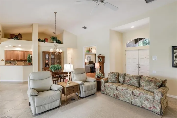 living room into kitchen