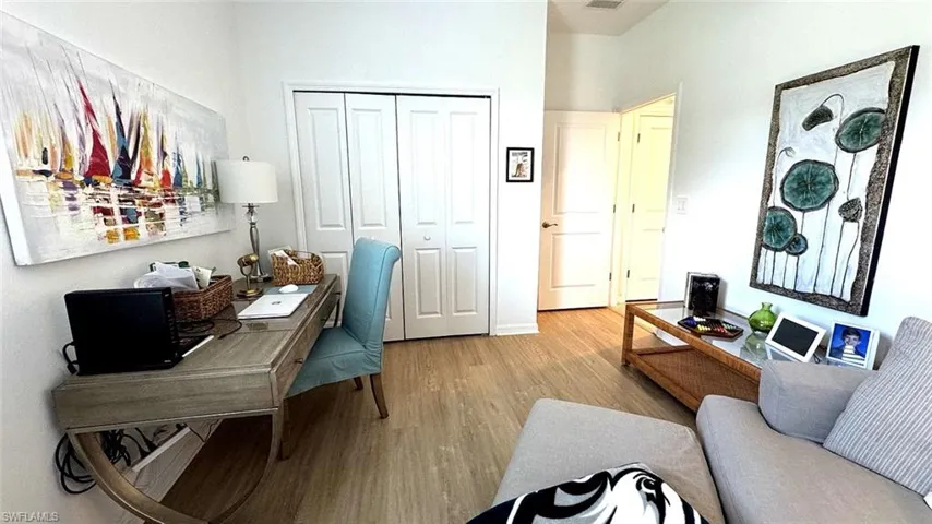 Office space with wood finished floors