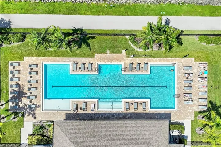 Aerial view of a pool