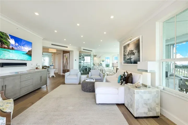 View through great room toward entry foyer.