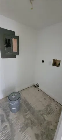 Laundry area featuring electric panel