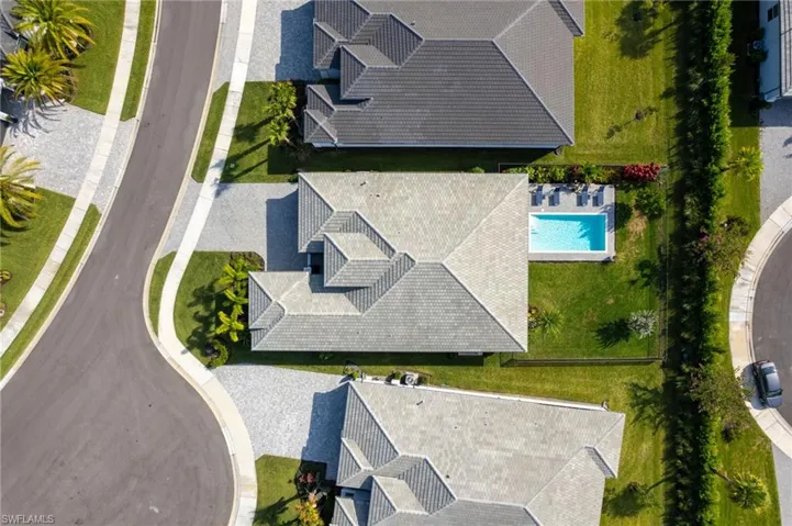 Aerial view of a pool