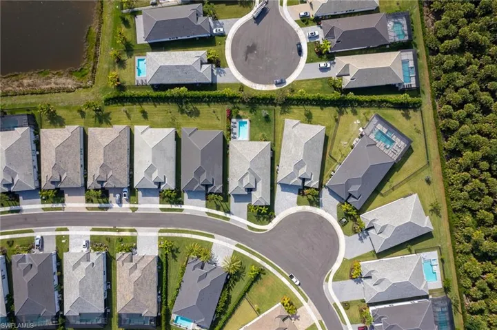 Aerial perspective of suburban area