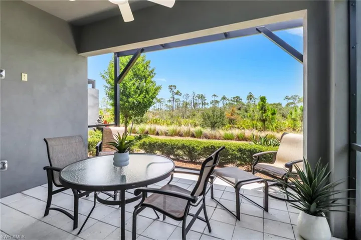 Balcony with a ceiling fan