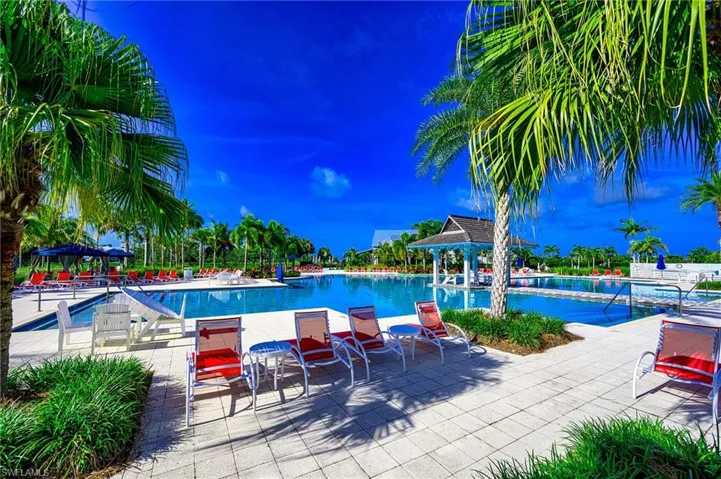 View of swimming pool featuring a gazebo and a patio area