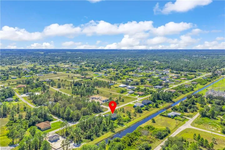 Aerial view of a nearby body of water