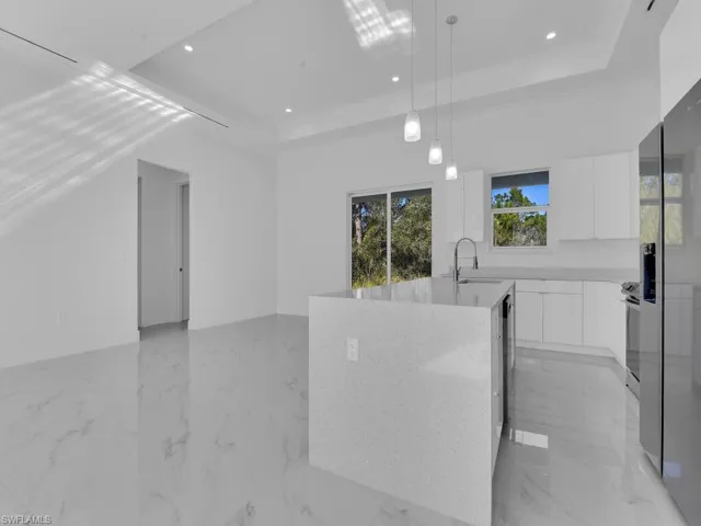kitchen featuring sink,  and a 10' tray ceiling
