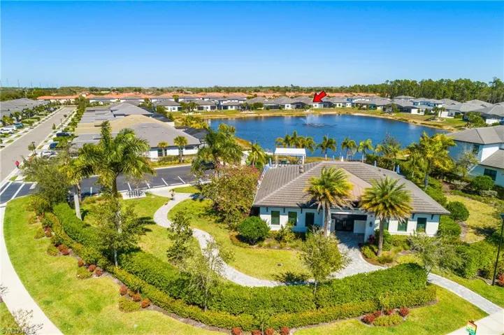 Ariel view of community, including community clubhouse