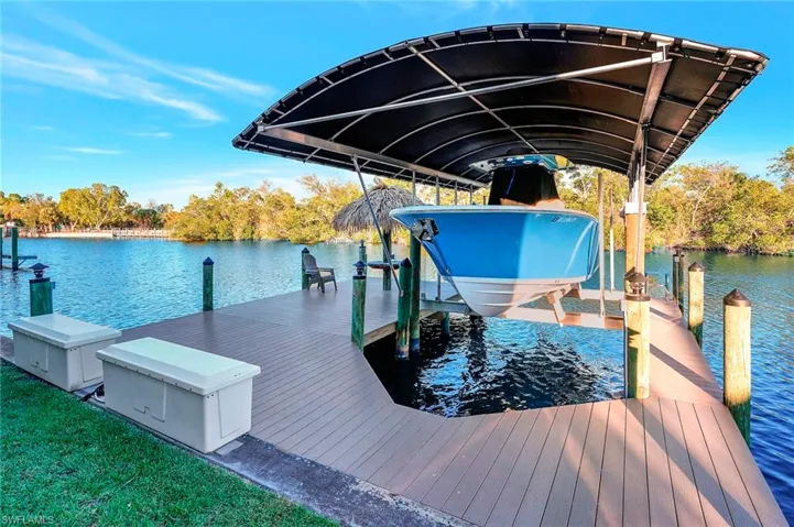 Dock area featuring a water view