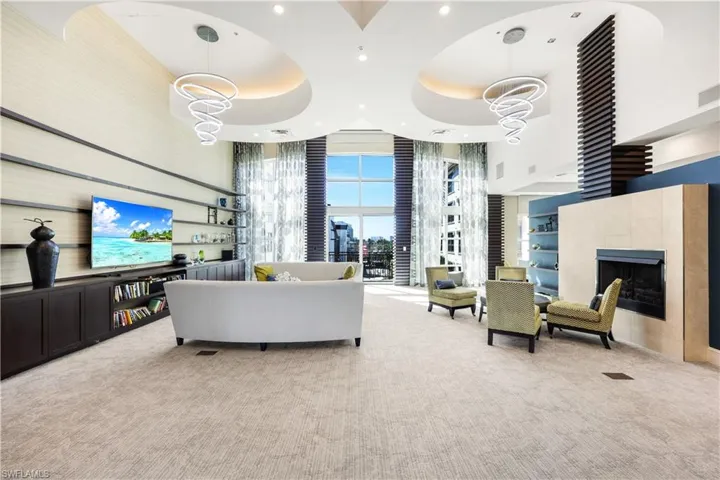 Common area featuring a towering ceiling