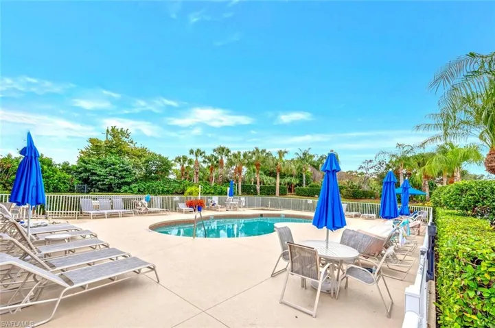 Pool featuring a patio and fence