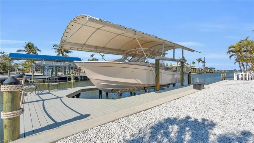 Dock area and lift featuring a water view - VIRTUALLY ENHANCED