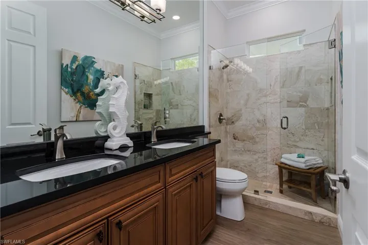 Guest Bath has Double Bowl Vanity.