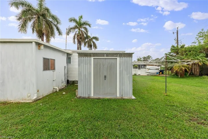 Straped down outdoor shed