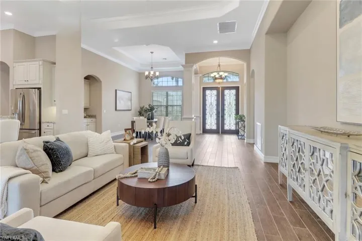 This one level home has a split style floor plan with the guest bedrooms separated from the primary bedroom.