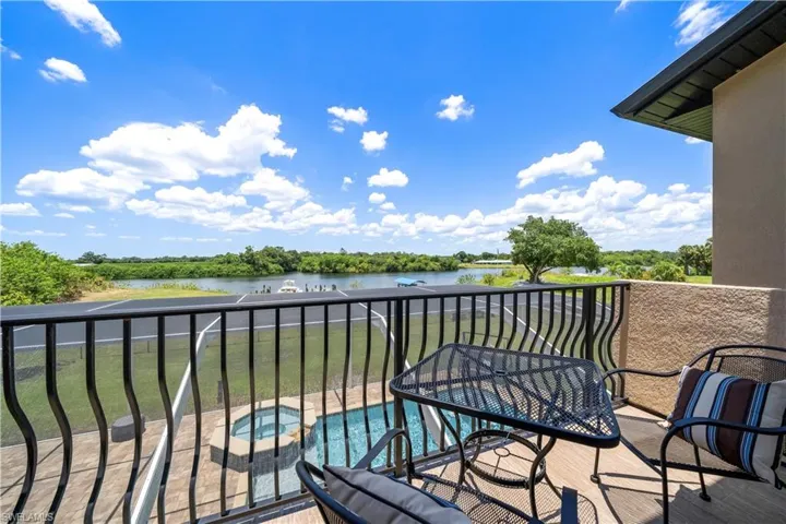Balcony off the second level overlooking the river.