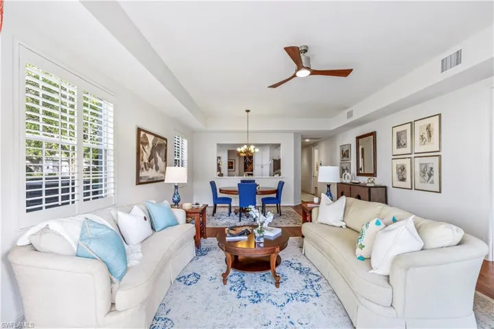 View from living room to dining & kitchen