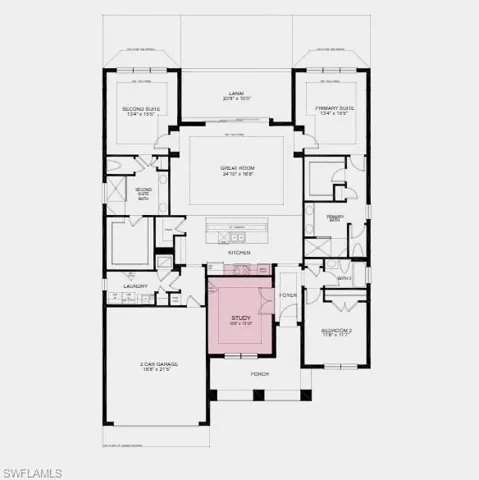 Structural options added include: study and gourmet kitchen.
