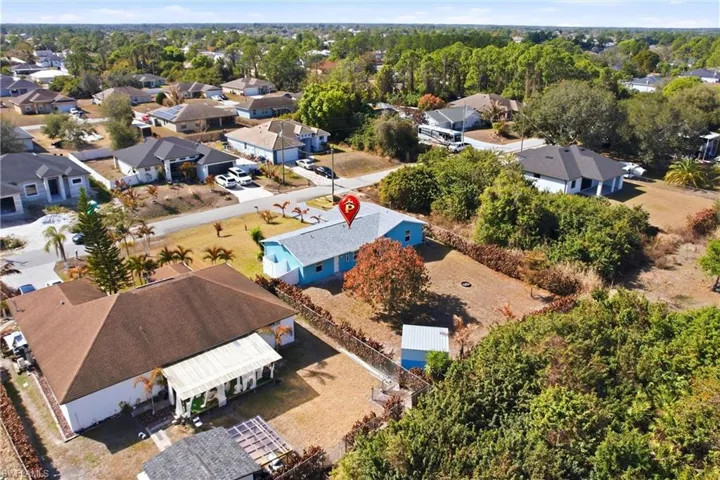 Aerial perspective of suburban area