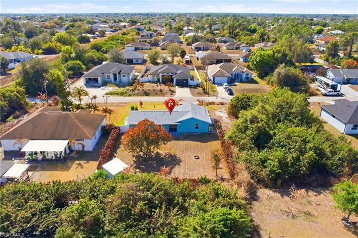Aerial view of residential area