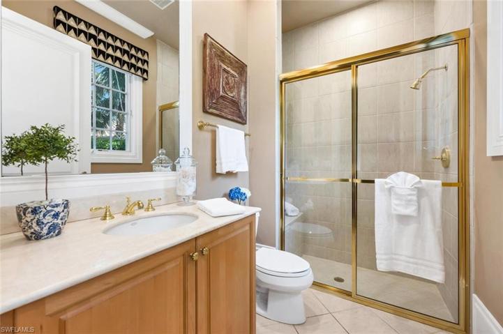 Second guest bath has a large, walk-in shower.